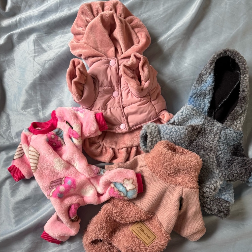 🌷🌷❤️Cute XS Pet Clothing Set in Pink and Gray🌷🌷🌷